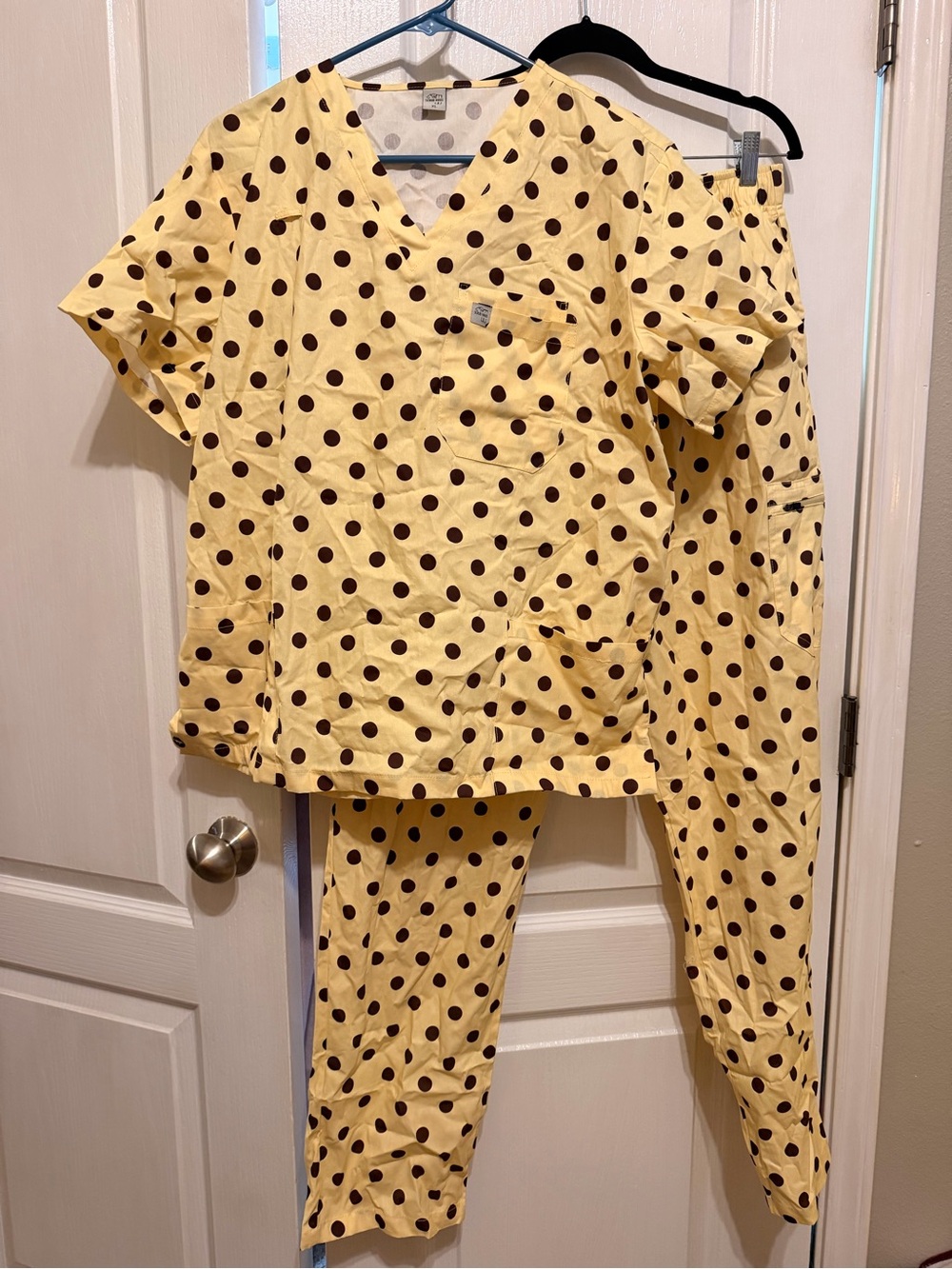 Women’s Yellow Polka Dot Scrub Set